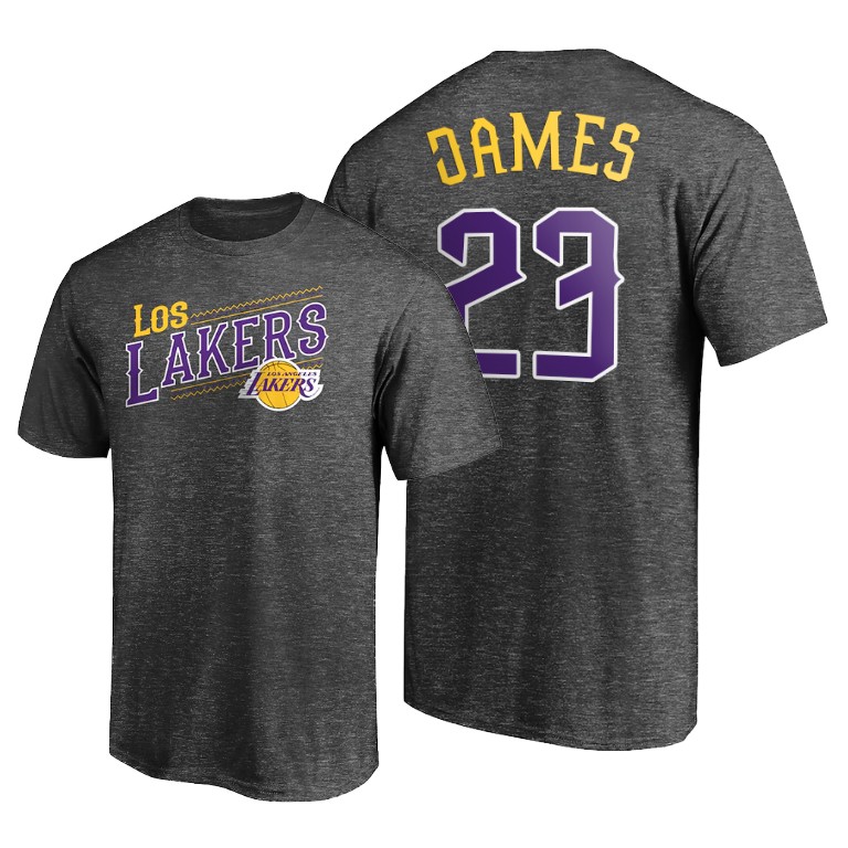 Men's Los Angeles Lakers LeBron James #23 NBA Core 2021 ene-Be-A Noche Latina Charcoal Basketball T-Shirt BMA8783RG